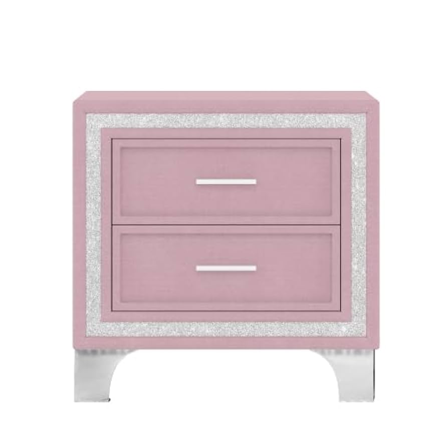 Amazon.com: 2-Drawer Nightstand with Silver Glitter Strip